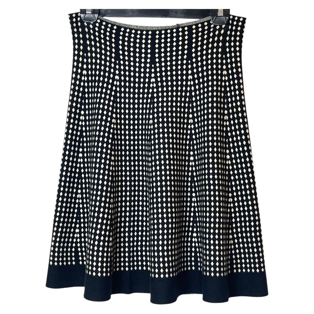 Max Studio Knit Skirt Women M/L Black White Diamond Geometric 9708614 Excellent - Picture 2 of 11